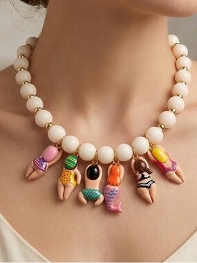Cute Beach Babes Bikini Girls Necklace